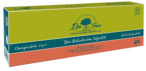 Dr. Tree | Duo Solidi Idratazione Infantile | Shampoo Solido Idratante + Gel Doccia Solido Junior | Senza Solfati SLE, SLS, Senza Parabeni, Senza Siliconi | 75g + 120g