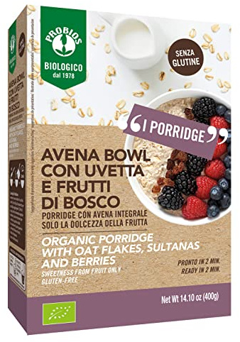 Probios - Probios Avena Bowl Porridge Senza Glutine con Frutti di Bosco e Uvetta 400g - 984862312