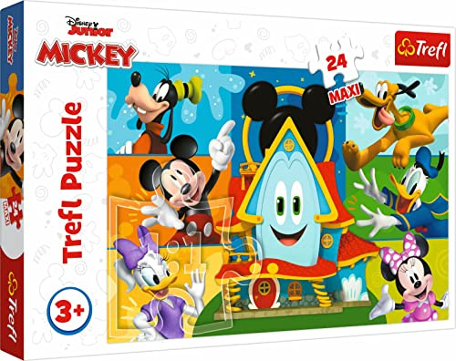 Trefl - Mickey, Topolino e Amici - Puzzle 24 Maxi - 24 Pezzi Grandi, Puzzle Colorati con Personaggi Disney, Intrattenimento Creativo, Divertimento per Bambini dai 3 anni