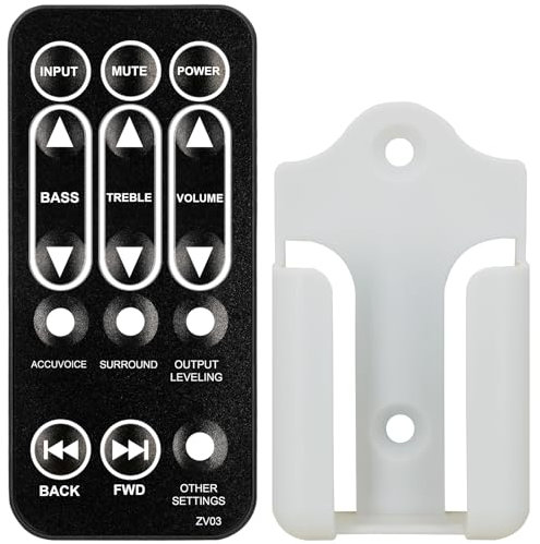 Replacement Remote Control for ZVOX SOUNDBASE Z-Base 415 425 430 430HSD 525 550 550HSD 575 575HSD TV Speaker (with Mounting Bracket)