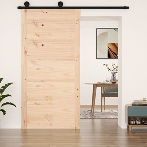 HOVOTHY 100x1,8x204,5 cm Scheunentür Massivholz Kiefer Schiebetüren Wandmontage Zimmertüren Sliding Gates Schiebetür Holz Rustikal Holztüren Innen Schiebetier Holz Sliding Door