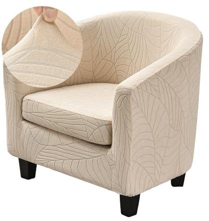 Highdi Funda Sillon Chesterfield 2 Piezas Beige, Elásticas Fundas de Sillon con Funda de Asiento Antideslizante Fundas Protector de Butaca para Contador Dormitorio Bar Universal