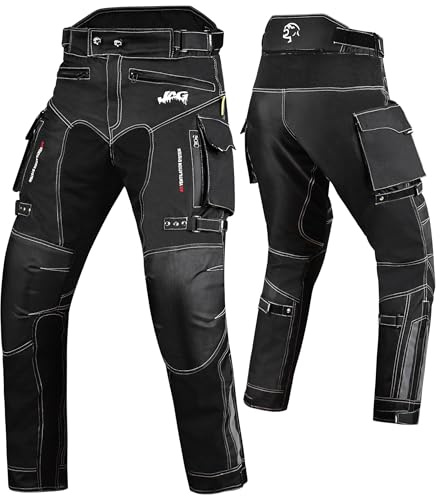 JAG Motorcycle Protective Pants - Dual Sport Motocross Pants, with Armor Impact Protection & Water Resistant Cordura Fabric Black