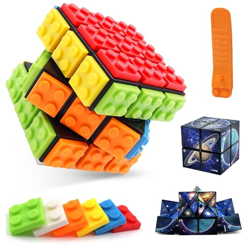 GZLCEU 1 STK 3×3 Zauberwürfel, Abnehmbar Cube mit 1 Blauer Sternenhimmel 2-in-1 Formwechsel Zauberwürfel ＆ 1 Disassembler für Kinder Erwachsene Magic Cube