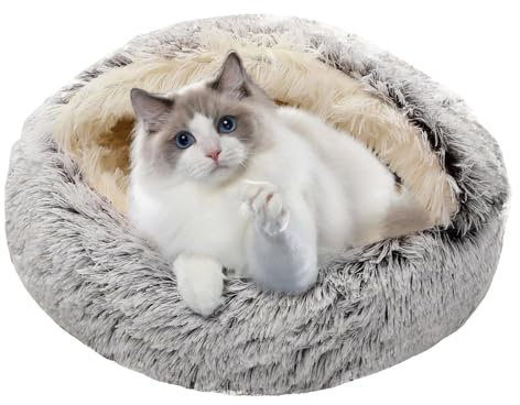 JOLIGAEA Cama Calmante para Perro y Gatos, 50cm Esponjosa y Redonda, para Mascotas Pequeñas y Medianas