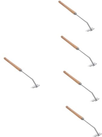 INOOMP Lot De 5 Outils De Jardinage Manche en Acier Inoxydable Robuste pour Désherber Déraciner Et Démousser Lherbe en Profondeur Outil Multifonction pour Désherber Et Déraciner
