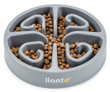 lionto Ciotola anti-ingozzamento per cani e gatti, Ø 30 cm, altezza 7 cm, capacità fino a 1500 g, ciotola antiscivolo in plastica alimentare, lavabile in lavastoviglie fino a 100°, grigio chiaro