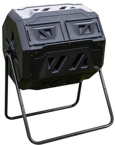 Hershii 160L/300L Trommelkomposter Multi Komposteimer mit Deckel Geruchsarmer Kunststoff kompostieren für Garten, Hofabfall und Küchenabfälle Kompost (Schwarz, Runde Form)
