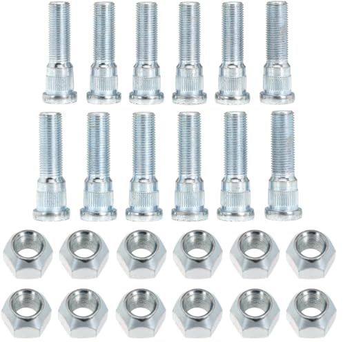 12Sets 1/2-20 Inch Wheel Stud with Nuts for Trailer for Lippert Axles 3500 lb for Dexter 4400 lb with 1/2-20 UNF Thread Size