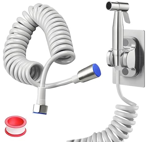 DEANKEJI 3 Metri PE Palmare Spruzzatore di Bidet-Set, Argento Doccetta per Bidet, Doccino per Wc, Doccettaperbide con Tubo Flessibile, per Cucine, Bagni e Hotel