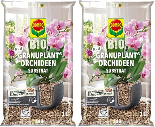 COMPO Bio GRANUPLANT® Orchideen Pflanzgranulat 3 L, natürlicher Bimsstein, Keine Trauemücken, nachhaltige Alternative zu Blähton, grau/beige (Packung mit 2)