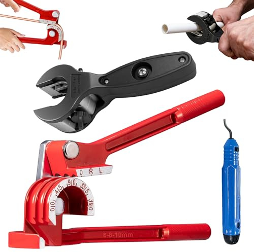 Rörbockningsmaskin, 6–8–10 mm manuell rörbockare 0–180 graders rörbockningsmaskin 8–29 mm spärr rörskärare avgränsare för rör av koppar, aluminium, plast (t.ex. PVC & PE) och mjuk metall