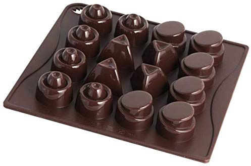 Dr. Oetker silikonchokladform Classic, pralinform för 16 mått, av högkvalitativ platinsilikon, för beredning av praliner eller is, (färg: brun), mängd: 1 st.