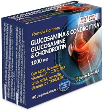 Nature Essential | Glucosamina + Condroitina + MSM 1000mg | 60 Comprimidos | Suplemento Alimenticio