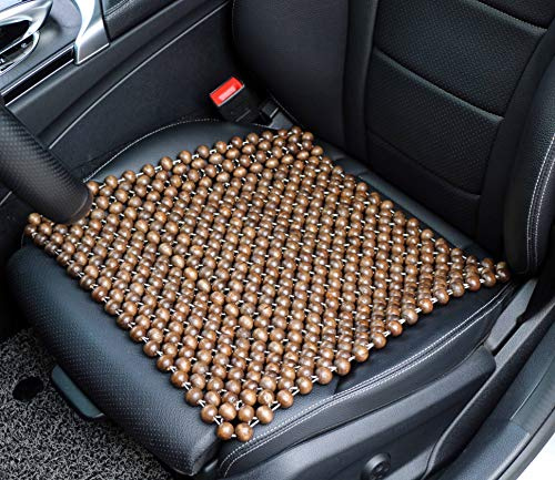 EXCEL LIFE Sätesskydd i naturligt trä med pärlor matta bekväm cool sommar massage sittdyna (fyrkantig) medium storlek för bil, sedan, SUV kontorsstol