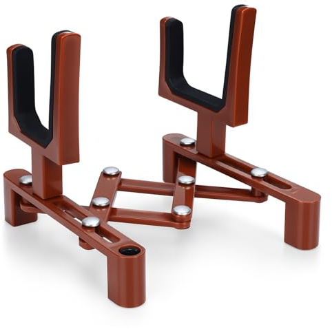 Violin Stand Bracket, Portable Folding Violin Stand with Bow Storage Rest Bracket for 4/4 Violin, Red
