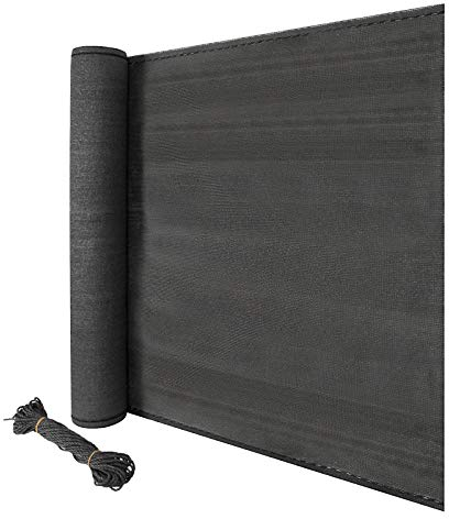 Laneetal Zaunblenden Schattiergewebe 150 g/m², Sichtschutz Windschutz Staubschutz Schattierwert mit Befestigungsschnur, für Garten Balkon Sportplatz Gelände, Anthrazit, 1,2x6m