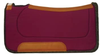 Diamond Wool Contoured Felt Ranch Western Saddle Pad for Horses 30x30-1 Thickness, Burgundy