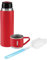 GRÄWE Thermosflasche, Isolierflasche 450 ml, Trinkflasche, Vakuum-Isolierte Thermoflasche mit Becher und Drehverschluss, auslaufsicher, spülmaschinengeeigent, Matt-Rot