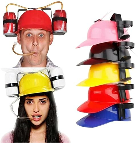 SZHXVIVISY Creativo soda cerveza beber casco perezoso bebida bebida sombrero para eventos deportivos cerveza titular tapa con manguera manos libres dispensador de bebidas (negro)