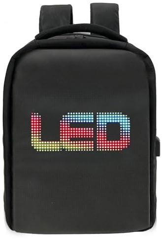 Pyhodi Zaino per Moto a LED, Borsa per Laptop a LED Programmabile con Spallacci Personalizzabili per Viaggi e Campeggio, Spazioso Zaino Impermeabile per Laptop 16 Pollici