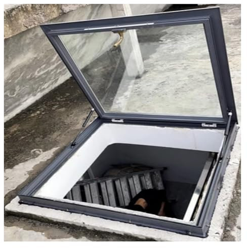 Housse de fenêtre de toit d'extérieur résistante aux intempéries - Grand couvercle de fenêtre de toit pour abris / poulaillers - Couvercle de sortie de puits / cave avec barre à gaz