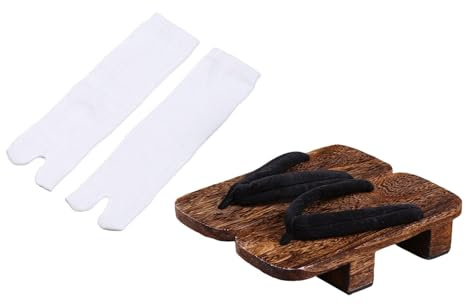 Harilla Zoccoli giapponesi in legno con calzini Tabi antiscivolo per interni ed esterni tradizionali, Calzini Bianchi Da