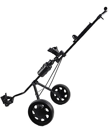 MNDPOAATY Carro de Golf Plegable, Carro de Empuje y tracción de 2 Ruedas, Equipo Multifuncional para Campos de Golf con Ruedas Desmontables, diseño liviano y Resistente para una fácil