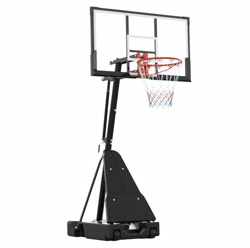 Basketball Hoop Outdoor Portable, 48 Inch Shatterproof PC Backboard, 4.9-10FT Height Adjustable Basketball Hoop Goal System, Mobile Stand with Wheels & Weighted Base for Driveway Backyard Pool Play
