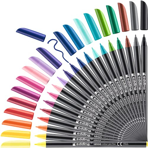 Edding - 1200-20-Bts - Pack con 20 Rotuladores 1200 - Punta Fina 1mm - 16 Colores Surtidos + 4 Colores Pastel