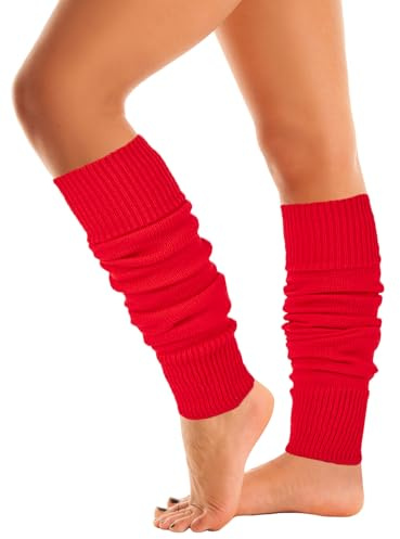 Mysocks Warme Stulpen Damen mit Wolle für Winter Flexibel Weich Beinstulpen Damen, Beinwärmer Kniestrümpfe wenn es Kalt ist, Rot