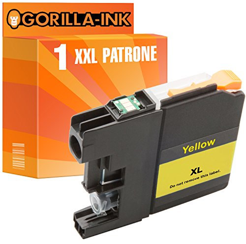 Gorilla-Ink 1x Tinten-Patrone XXL kompatibel mit Brother LC121 LC123 Gelb DCP-J 132 W DCP-J 150 Series DCP-J 152 W DCP-J 152 WR DCP-J 172 W MFC-J 245 MFC-J 285 DW
