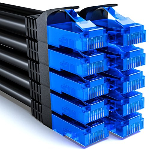 deleyCON 10x 2m CAT6 Juego de Cables de Red - U-UTP RJ45 CAT-6 LAN Cable Patch Cable Ethernet DSL Switch Router Módem Repetidor Patch Panel - Negro