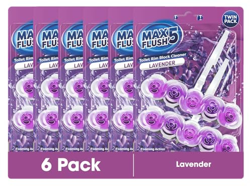 6X Max Flush 5 Lavender Toilet Rim Block Cleaner (Twin Pack)