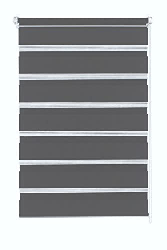 YOURSOL Doppelrollo EasyFix, Rollos ohne Bohren, Verdunklungsrollo, Anthrazit, 95 x 150 cm