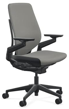 Steelcase Gesture Office Chair - Era Night Owl Fabric, High Seat Height, Shell Back, Black on Black Frame, Lumbar Support, and Hard Floor Casters
