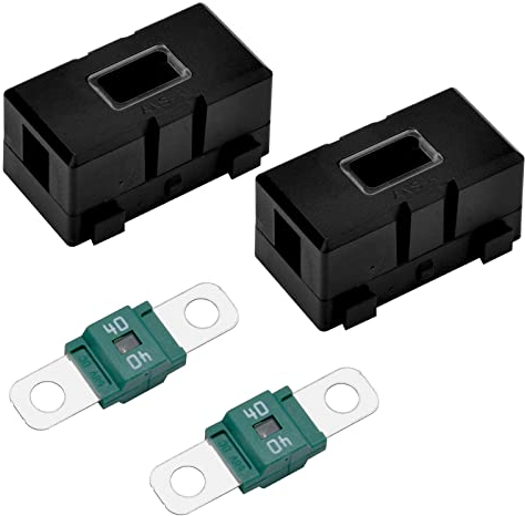 2 Stück 40A Midi Sicherungshalter für Anschraubbare Midi Sicherung oder Streifensicherung, ANS Auto-Sicherungshalter und 2 Stück Hochstrom-Bolt-On-Midi-Sicherungen Ampere für Autos, LKWs, Fahrzeuge