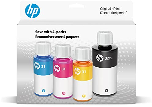 HP31 CMY/32XL Blk Bottled Ink Crtg 4-Pk,Black