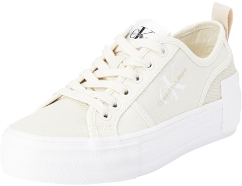 Calvin Klein Jeans Damen Vulcanized Sneaker Bold Low mit Plateau, Weiß (Creamy White/Eggshell), 38