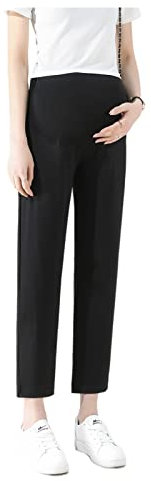 Schwangerschaftshose Damen - Gerade Passform 3/4-Länge mit Taschen, Verstellbarer Bauchband für Größenanpassung, elegant und modisch, ideal für Frauen unter 168cm