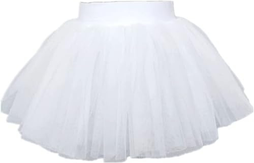 CHUANGOU Falda de Tutú para Mujeres y niñas Tutu Tul Falda Disfraz para Ballet Danza Fiestas de Cosplay （Blanco,XL）