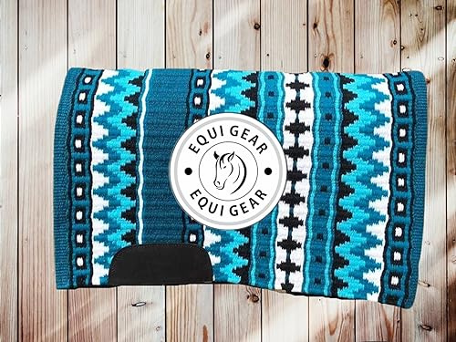 EQUIGEAR Horse Western Ranch Sottosella/Coperta da sella Western in lana neozelandese con imbottitura in lana con sensore Flex (personalizzazione disponibile) AS55 (34 x 38)