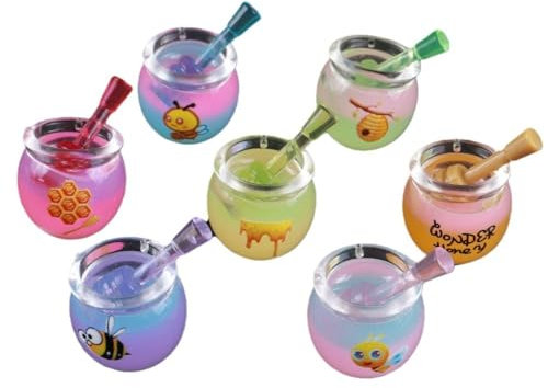 WUZIA Mini Luminous Honey Jar Ornaments - 8-Piece Set for Doll House and Home Decor
