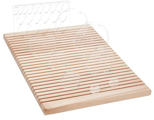 PH PandaHall Wooden Quilting Ruler Storage Rack Ruler Template Organizer Holder Wood Quilting Grid Ruler with 25 Slots for Ruler Organizer Jewellery Display Retail Stand, 37.6x27.7cm