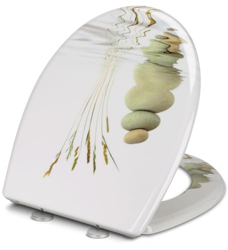 YOTOREE Tapa WC en Forma de O, Asiento de Inodoro de Cierre Suave, Tapa Inodoro con Liberación Rápida, Tapadera WC con Bisagras Ajustables, Tapa Vater Urea-formaldehído con Soporte de 200KG (Bien)