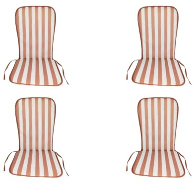 HERSIG - Pack 4 Cojines Silla con Respaldo | Almohadillas Silla Rallas Anchas Rosa Oscuro-Blanco