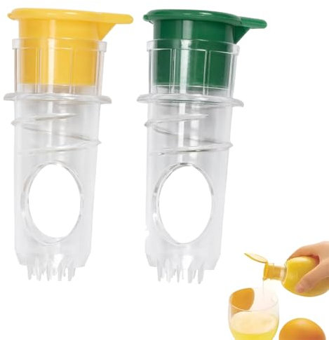 GXGM 2 Pièces Lot presse-agrumes manuels petit presse-agrumes en acier inoxydable - Presse-agrumes manuel - Presse-citron vert （Jaune et vert）