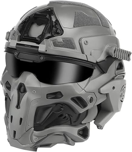 Multifutiol Oft Casco Design all-in-One Cuffie Tattiche Rimovibili Integrate Ventola Antiappannamento Occhiali Scorrevoli Attrezzatura per Paintball, G, 26x32x27cm
