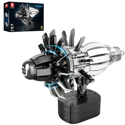 Reobrix Kit di costruzione di modelli di motore aeronautico per adulti, 1351 pezzi, motore turbofan a getto motorizzato con motore, blocchi di costruzione meccanici STEM giocattolo educativo per
