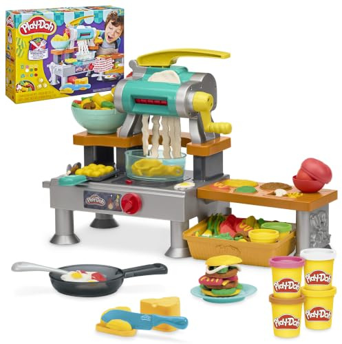 Play-Doh La Cuisine des Petits Chefs, Coffret de pâte à Modeler avec Sons de Cuisson réalistes, Plus de 25 Aliments à créer, Loisirs créatifs pour Enfants, dès 3 Ans